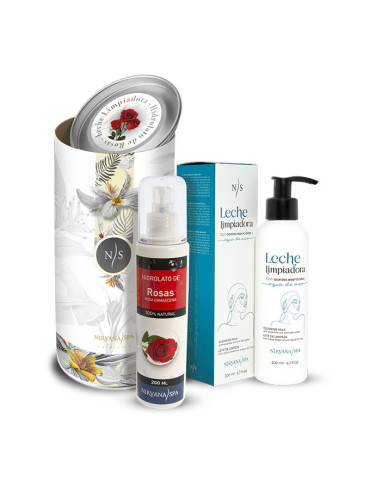Pachet ingrijire faciala, Lapte demachiant 200 ml + Hidrolat de trandafir 200 ml, Nirvana Spa