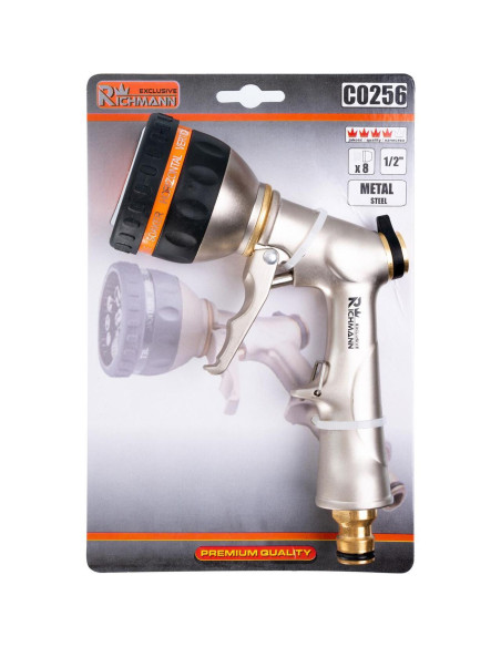 Pistol stropit gradina, tip dus, 8 tipuri, metalic, Richmann Exclusive