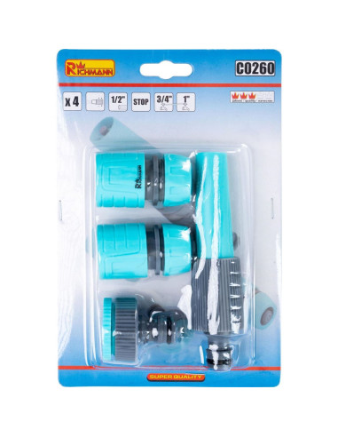 Set de stropit, duza furtun cu accesorii, 4 piese, 1/2", Richmann
