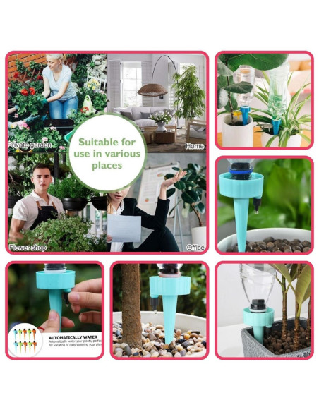 Set 3 buc Picuratoare cu valva pentru irigare, Debit de apa reglabil, pentru plante de interior, PP, 16.5 cm