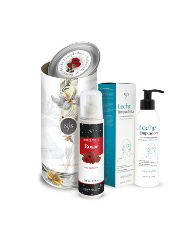 Pachet ingrijire faciala, Lapte demachiant 200 ml + Hidrolat de trandafir 200 ml, Nirvana Spa