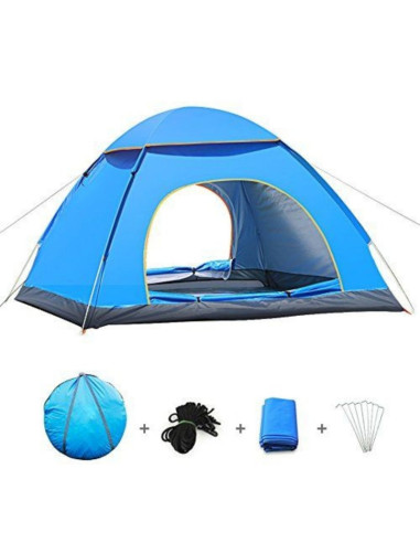 Cort Automat Mercaton de 3-4 Persoane Pentru Camping sau Plaja, Impermeabil, Rezistent UV, Plasa Anti-Tantari, Poliester 170T si
