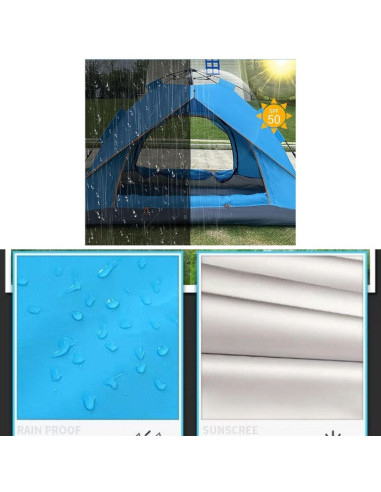 Cort Automat Mercaton de 3-4 Persoane Pentru Camping sau Plaja, Impermeabil, Rezistent UV, Plasa Anti-Tantari, Poliester 170T si