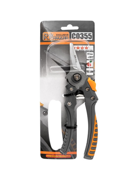 Foarfeca gradina, tip bypass, varf ascutit, teflon, otel japonez SK5, 21 cm, Richmann Exclusive 