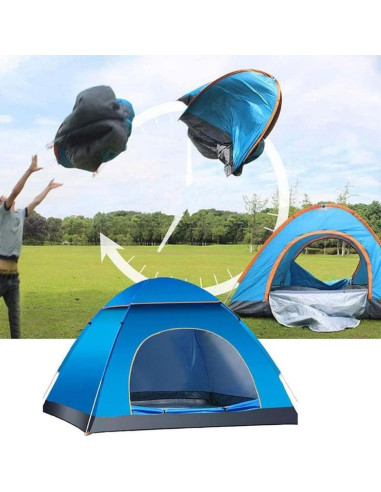 Cort Automat Mercaton de 3-4 Persoane Pentru Camping sau Plaja, Impermeabil, Rezistent UV, Plasa Anti-Tantari, Poliester 170T si