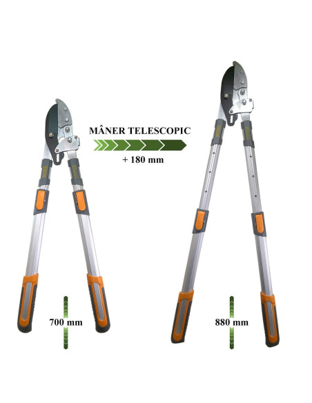 Foarfeca crengi, tip nicovala, teflon, otel japonez SK5, maner telescopic 70-88 cm, Richmann Exclusive