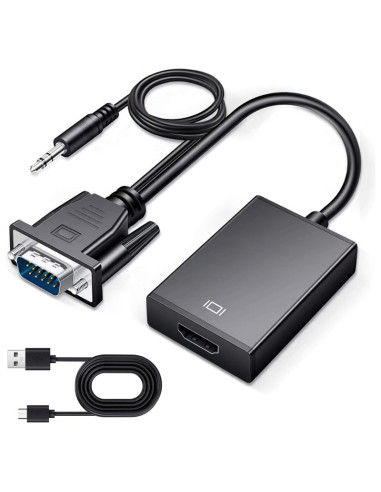Convertor VGA la HDMI si Audio, Full HD 1080P/60Hz, Negru
