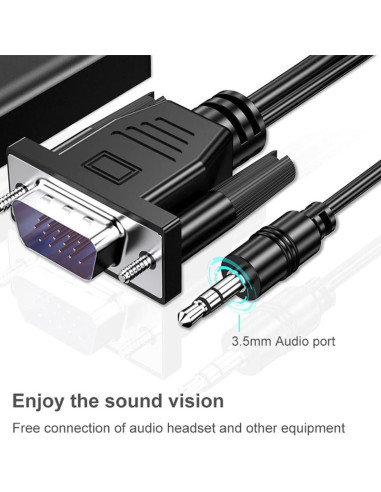Convertor VGA la HDMI si Audio, Full HD 1080P/60Hz, Negru