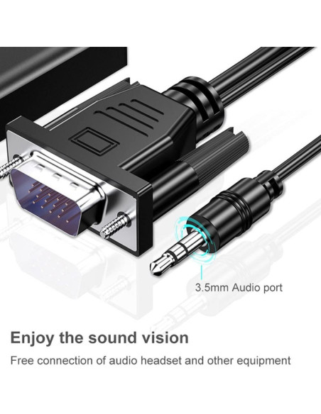 Convertor VGA la HDMI si Audio, Full HD 1080P/60Hz, Negru