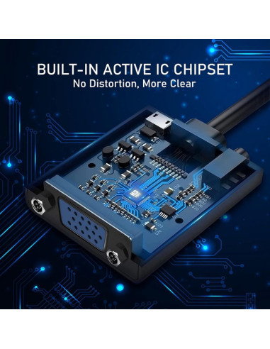 Convertor VGA la HDMI si Audio, Full HD 1080P/60Hz, Negru