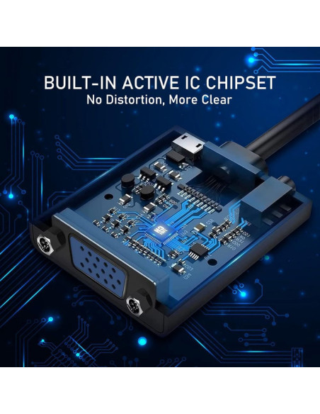 Convertor VGA la HDMI si Audio, Full HD 1080P/60Hz, Negru