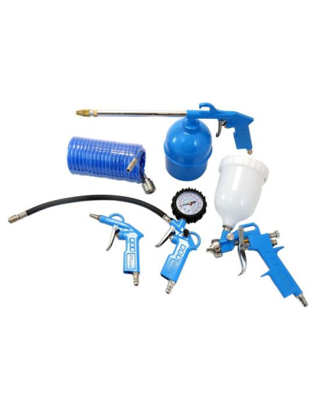 Pistol de vopsit cu accesorii, suflat aer, set 5 piese, 3.4 bar, 600 ml, 1.5 mm, Richmann