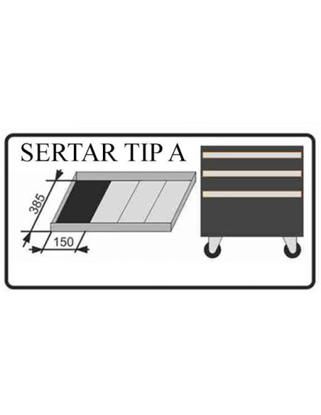 Set dalti si punctatoare diverse marimi, sertar TIP A (385x150 mm) pentru dulap mobil, 10 elemente, RICHMANN EXCLUSIVE