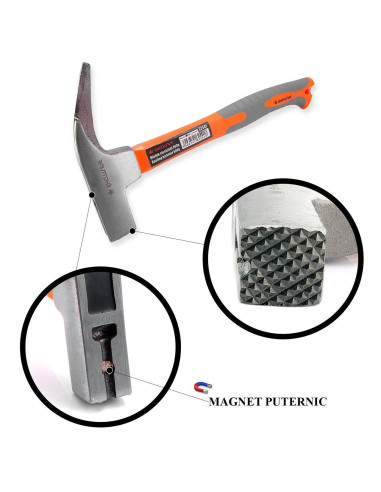 Ciocan dulgher cu maner ergonomic, suport magnetic pentru cui, 600g - RICHMANN EXCLUSIVE
