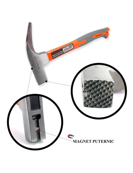 Ciocan dulgher cu maner ergonomic, suport magnetic pentru cui, 600g - RICHMANN EXCLUSIVE