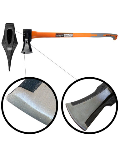 Topor pentru despicat, coada fibra, maner cauciucat, 2 kg, 8.5x88 cm, Richmann Exclusive