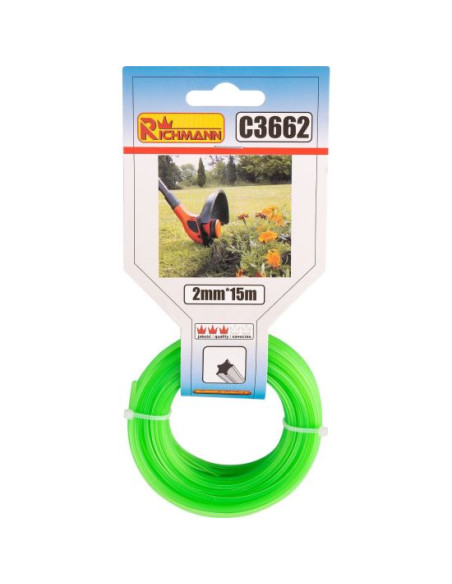 Fir rezerva motocoasa, trimmer, tip stea, 2 mm x 15 m, Richmann