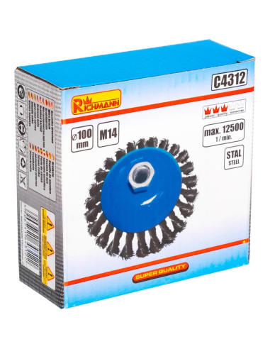 Perie sarma otel, tip cupa, cu toroane, M14, 100 mm, Richmann