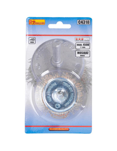Perie sarma alama, tip cupa, cu tija, 63 mm, Richmann 