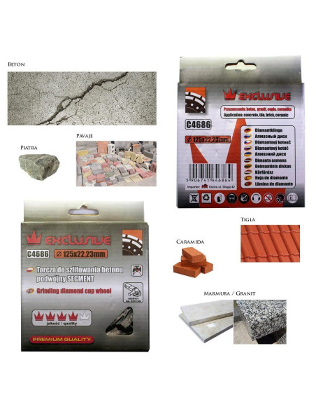 Disc diamantat dublu segmentat, beton, slefuire uscata, 125 mm/22.23 mm, Richmann Exclusive