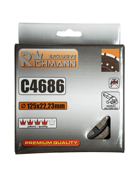 Disc diamantat dublu segmentat, beton, slefuire uscata, 125 mm/22.23 mm, Richmann Exclusive