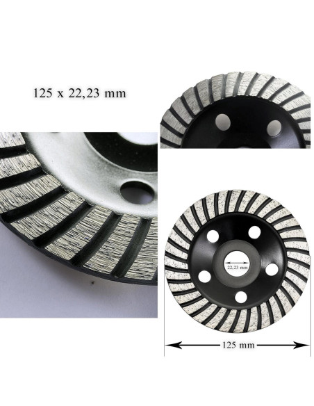 Disc diamantat slefuire uscata, turbo, beton, 125 mm/22.23 mm, Richmann Exclusive