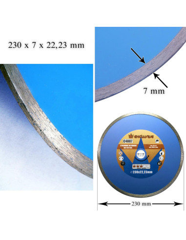 Disc diamantat continuu, placi ceramice, taiere umeda, 230 mm/22.23 mm, Richmann