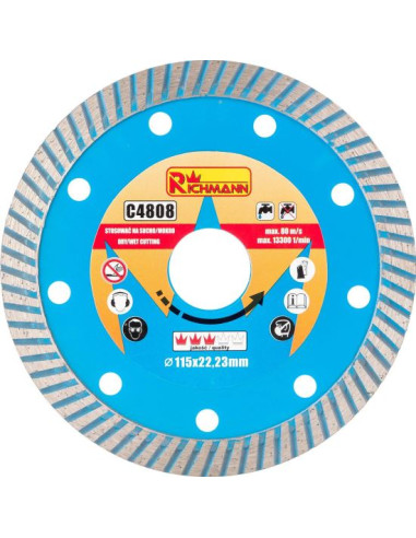 Disc diamantat turbo, beton, taiere umeda si uscata, 115 mm/22.23 mm, Richmann