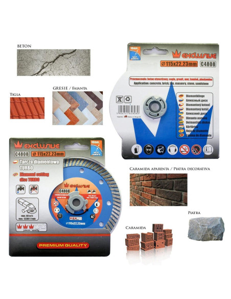 Disc diamantat turbo, beton, taiere umeda si uscata, 115 mm/22.23 mm, Richmann