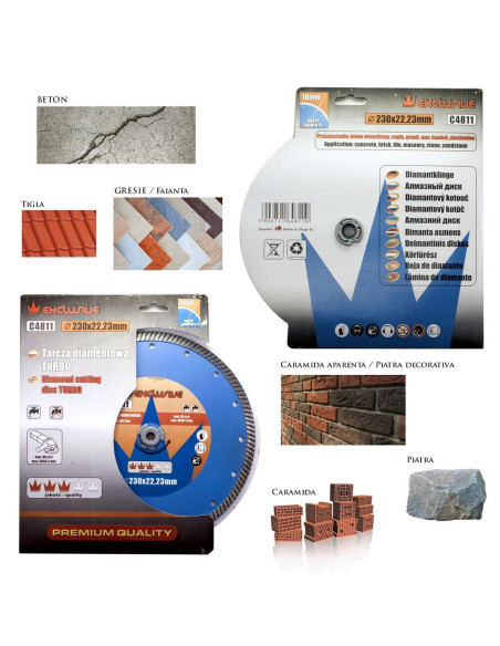 Disc diamantat turbo, beton, taiere umeda si uscata, 230 mm/22.23 mm, Richmann