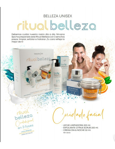 Pachet ritual de frumusete, crema de zi/noapte, exfoliant cu citrice si lapte demachiant, Nirvana Spa