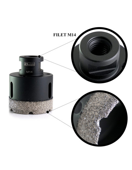 Carota diamantata, vacuum brazed, M14, 35 mm, Richmann Exclusive