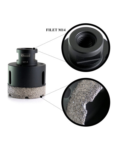 Carota diamantata, vacuum brazed, M14, 68 mm, Richmann Exclusive