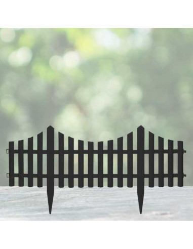 Gard Decorativ Mercaton din Plastic, Flexibil, Cu Infingere in Sol, 60 x 23 cm, Negru
