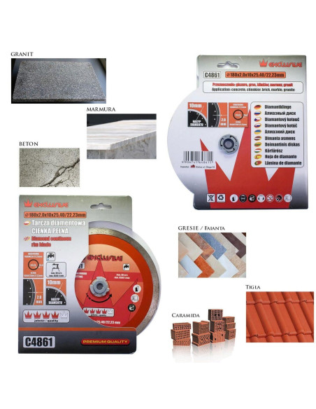 Disc diamantat continuu, placi ceramice, taiere umeda,180 mm/25.4 mm, Richmann Exclusive