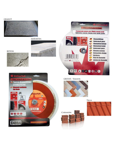 Disc diamantat continuu, placi ceramice, taiere umeda, 230 mm/25.4 mm, Richmann Exclusive