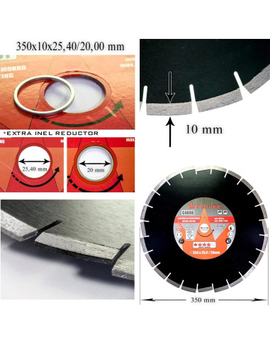 Disc diamantat, asfalt, taiere umeda si uscata, 350 mm/25.4 mm, Richmann Exclusive