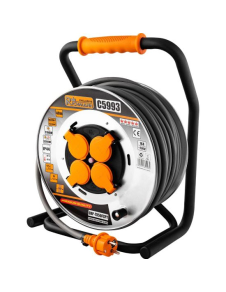Prelungitor electric industrial, pe tambur, 16 A, 3x2.5 mm², IP44, 40 m, Richmann Exclusive