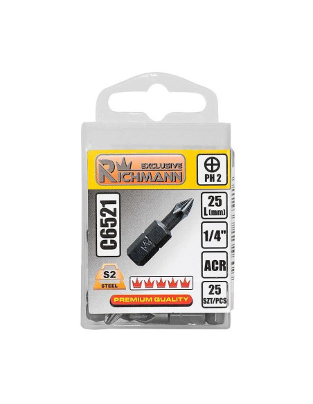Varfuri, biti, PH 2, 1/4”, PH2x25 mm, Richmann Exclusive
