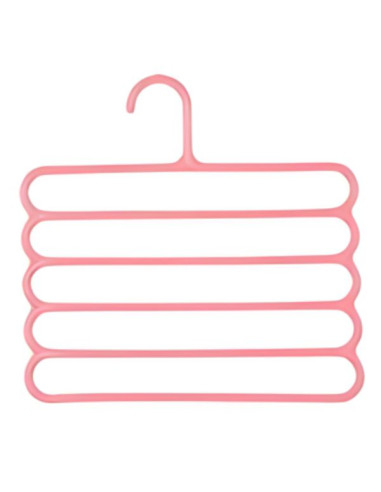 Umeras Mercaton din Plastic, Antiderapant si Multifunctional pentru Organizarea Hainelor, cu 5 Pozitii, 31&21531 cm, Roz