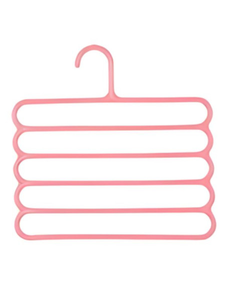 Umeras Mercaton din Plastic, Antiderapant si Multifunctional pentru Organizarea Hainelor, cu 5 Pozitii, 31&21531 cm, Roz