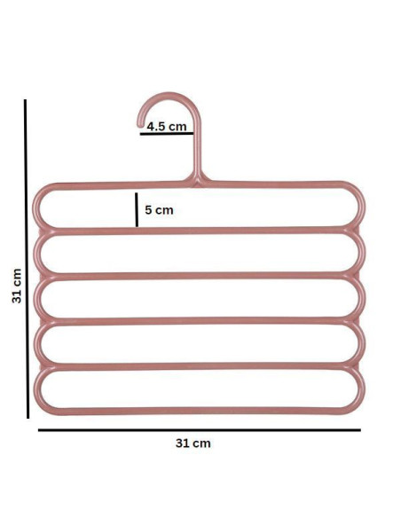 Umeras Mercaton din Plastic, Antiderapant si Multifunctional pentru Organizarea Hainelor, cu 5 Pozitii, 31&21531 cm, Maro