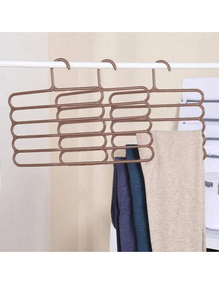 Umeras Mercaton din Plastic, Antiderapant si Multifunctional pentru Organizarea Hainelor, cu 5 Pozitii, 31&21531 cm, Maro