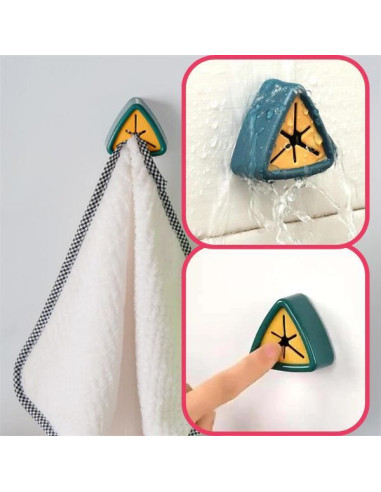 Suport Autoadeziv Mercaton pentru Prosoape, Plastic, Tip Agatatoare, Impermeabil, Sistem Push Free, Montaj pe Perete, 5 x 2.3 cm