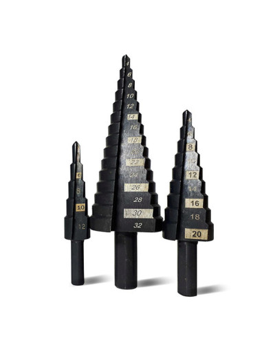 Burghie pentru metal, in trepte, nitrura de titan, set 3 buc, 4-12/20/32 mm, Richmann Exclusive