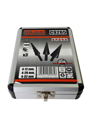 Burghie pentru metal, in trepte, nitrura de titan, set 3 buc, 4-12/20/32 mm, Richmann Exclusive