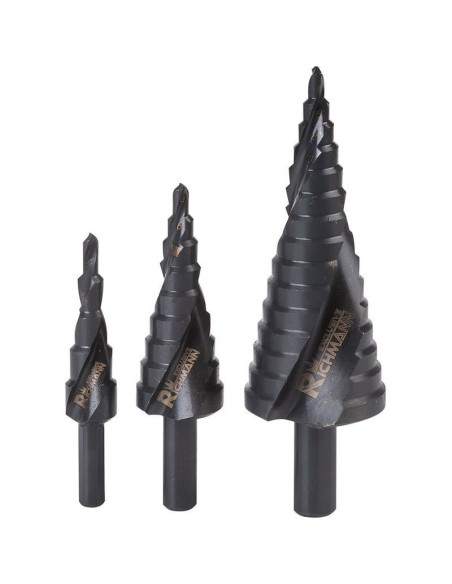 Burghie pentru metal, in trepte, profesionale, titan, set 3 buc, 4-12/20/32 mm, Richmann Exclusive