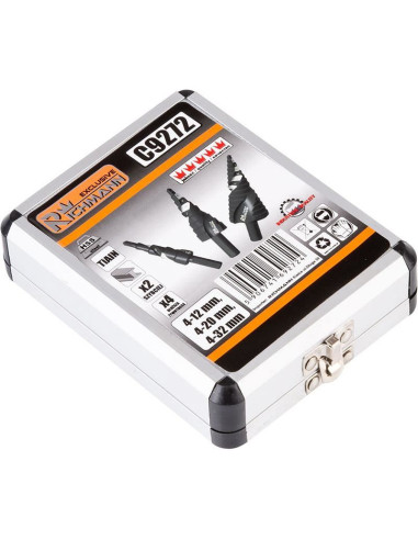 Burghie pentru metal, in trepte, profesionale, titan, set 3 buc, 4-12/20/32 mm, Richmann Exclusive