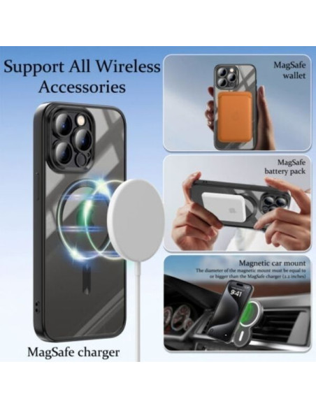 Husa si Folie Protectie pentru iPhone 16 Pro TPU, Protectie si pentru Camera, MagSafe, Anti-Alunecare, Anti-Galbenire, Transpare