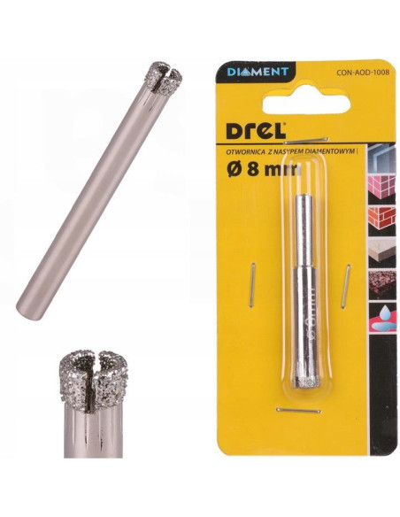 Carota diamantata, vacuum brazed, 8 mm, Drel